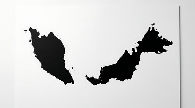 The geographical silhouette representing the sovereign nation of Malaysia appears in sharp darkness to clearly define the national landmass borders across the entirety of this specific
