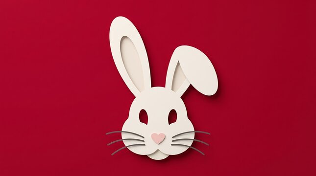 A festive paper craft hare face displays joyful holiday spirit for the spring season as a creative decorative element that adds charm to your thematic celebration projects with its vibrant