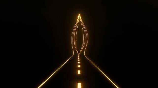 Neon road tunnel glowing pathway leading to futuristic archway of light. opportunity expansion business diversification modern illuminated highway