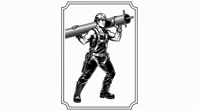 man holding large gun, black and white