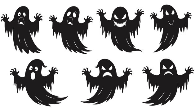 Ghost silhouette collection for halloween spooky party decorations