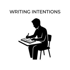 Fototapeta premium Silhouette of a Person Writing in a Notebook at Desk.