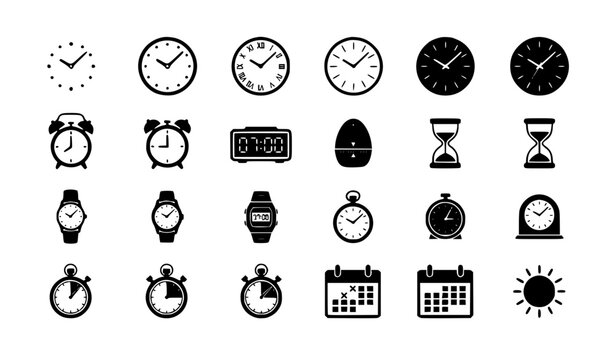 Clock Icon Set Time Watch Vector Collection