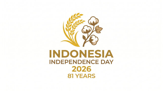 Indonesia Independence Day 2026 Elegant Golden Emblem Logo
