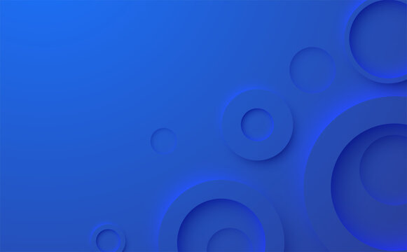 Blue Abstract 3D Geometric Background with Embossed Circles and Copy Space