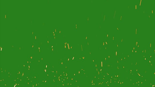 glowing fiery sparks and floating ember dust on green screen. realistic burning fire particles with smoke overlay. cinematic 4k seamless loop animation.