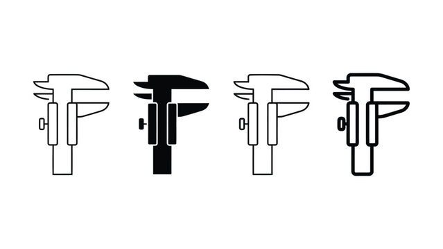 Caliper and vernier measuring tool icons for engineering precision