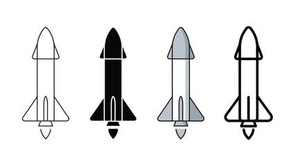 Four different rocket ship icons with unique styles © MSTSENOARA