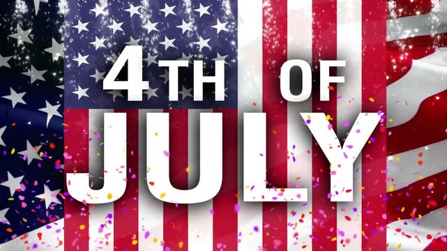 Vibrant 4th of july celebration background with confetti and american flag patterns