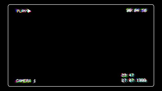 Retro VHS Recording Screen Overlay with Glitch and Noise Effect for Analog Aesthetic 4k video