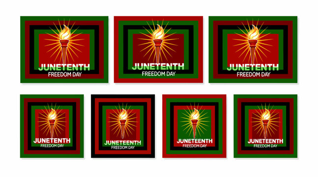 Juneteenth freedom day celebration poster set