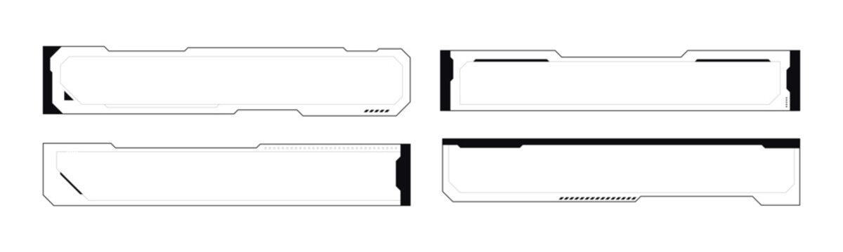 Set of four sleek, modern interface frames in black and white design.