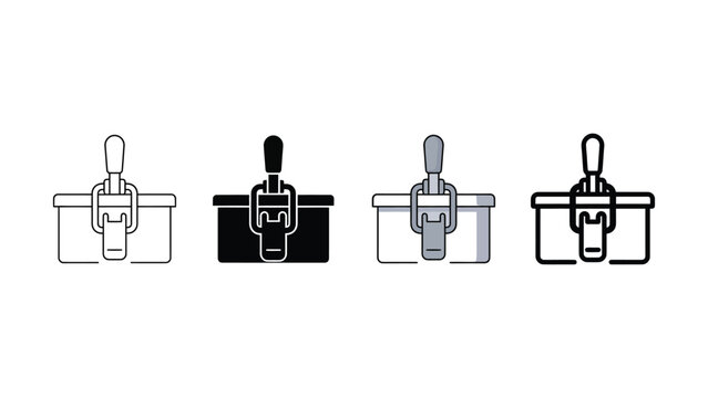Toggle clamp latch box container icon set illustration