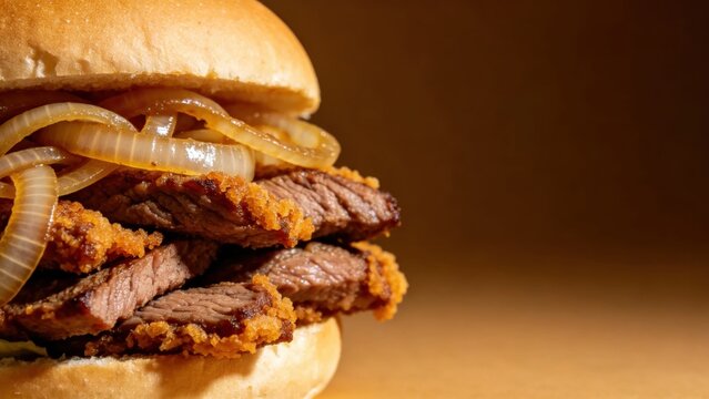 Classic Cuban dish with vaca frita crispy beef and carameliz