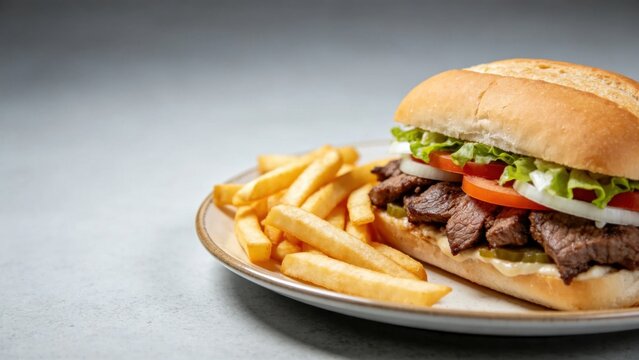 Cuban lunch platter with pan con bistec steak sandwich and f