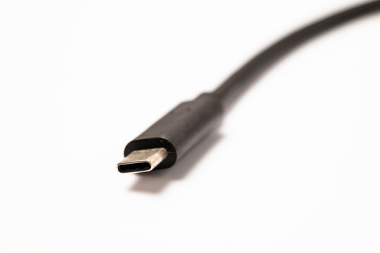 Short Black USB Type C to USB A Adapter Cable Isolated on White Background