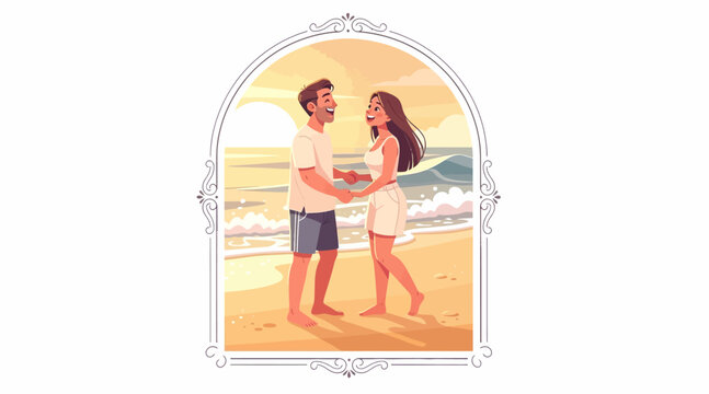 lovers holding hands on beach