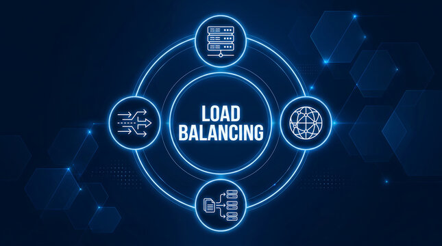 Load balancing concept. Load balancing is the method of distributing network traffic equally across a pool of resources that support an application