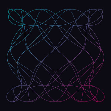 Intricate Lissajous Curve Pattern with Glowing Neon Waves on Dark Background, Representing Elegant Mathematical Art and Generative Geometry