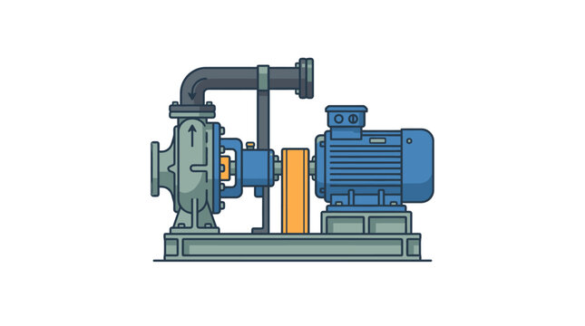 Industrial centrifugal pump and electric motor assembly on a metal base plate.