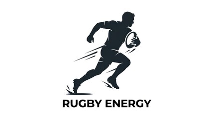 Fototapeta premium Silhouette of rugby player running with ball action sport graphic