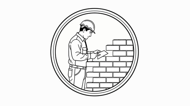 Mason building brick wall
