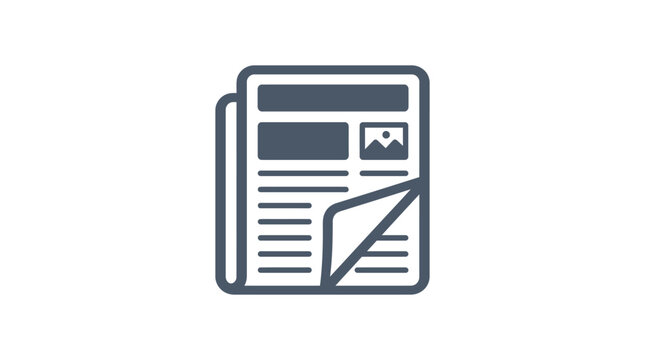 A simple flat icon of a newspaper with a folded corner.