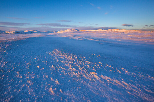 Snow desert. Kola Peninsula winter landscape