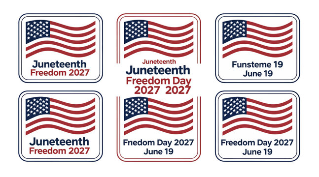 Juneteenth freedom day 2027 stickers with american flag