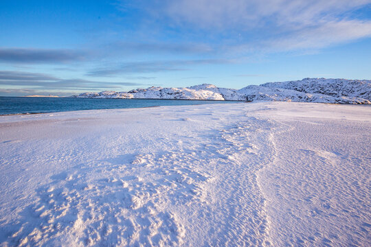 Snow desert. Kola Peninsula winter landscape