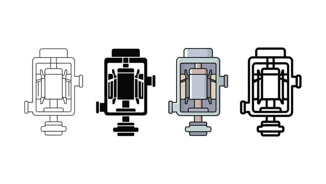 Detailed electric motor pump mechanism vector illustration collection