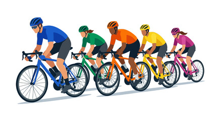 Fototapeta premium Professional road cyclists racing in a peloton group formation