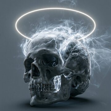 Lightning Skull with Halo, Generative Ai