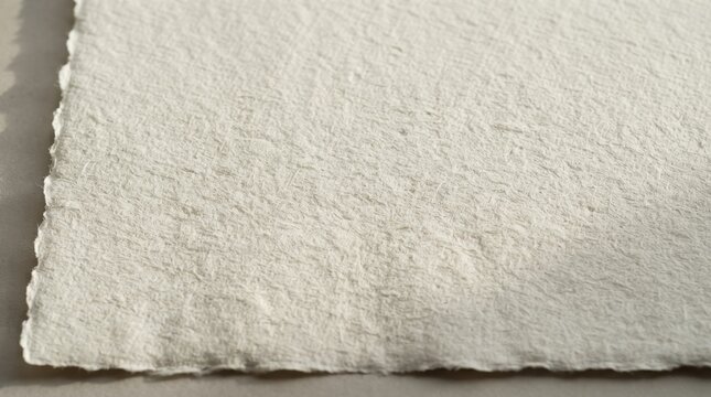 Handmade Textured Paper Sheet with Deckled Edge for Artistic Stationery and Vintage Craft Projects Background