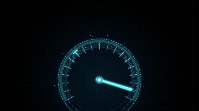 Neon Blue Digital Speed Gauge Interface Animation