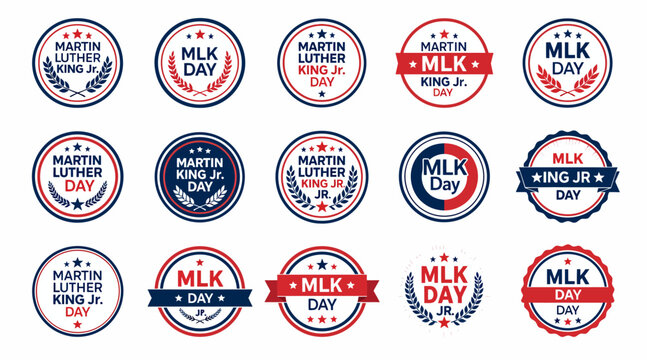 MLK Day badges, Martin Luther King Jr. Day logos, vector icons