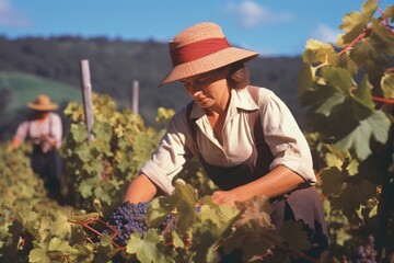 Obraz premium Australian farmer vineyard gardening outdoors.
