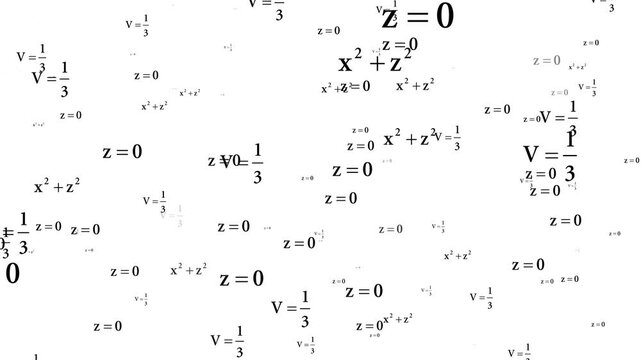 Black math formulas on chalkboard white background. Seamless loop of handwritten mathematical formulas, 4K chroma key formulas, Floating physics overlay,