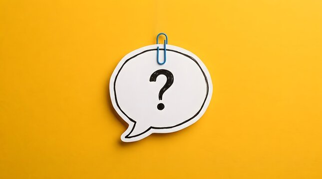 Teacher day question mark speech bubble on yellow background