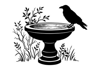 Fototapeta premium Vintage Raven Vector Illustration Hand Drawn Crow Bird Flying Perched Black And White Line Art Sketch For Gothic Halloween And Nature Graphic Design
