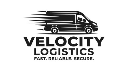 Obraz premium A logo illustration of a speeding van represents Velocity Logistics company