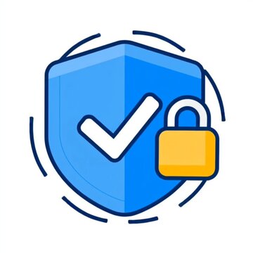 3D business suitcase with security lock icon for travel and web design