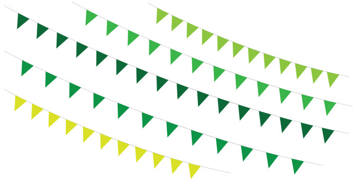  Set of green and yellow bunting flag garlands for seasonal party and festival decoration