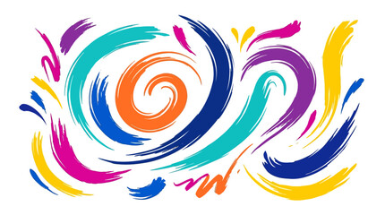 Fototapeta premium Vibrant swirling brushstrokes, colorful abstract art, modern design elements, swirling patterns isolated on White Background flat vector eps silhouette