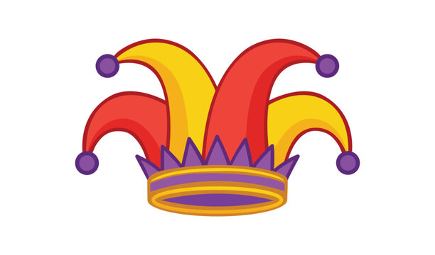 Colorful jester hat with pointed tips and bells for festive occasions and costumes vector