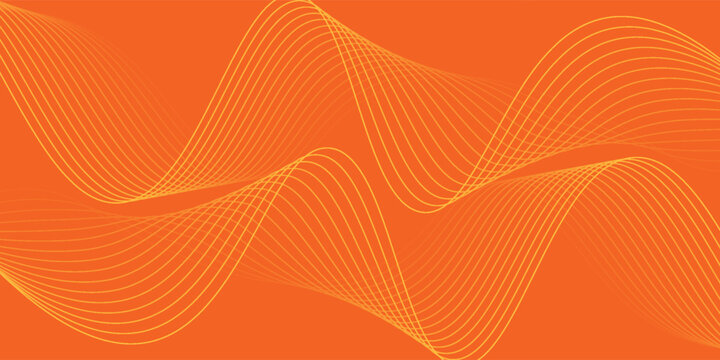 Abstract orange background with flowing wave lines. Glowing wavy lines. Shiny colorful moving lines design element. Modern dynamic wave pattern. Suit for website, poster, flyer, banner.
