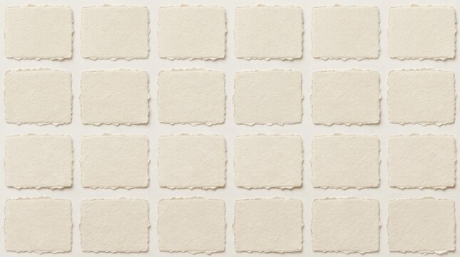Handmade Deckled Edge Paper Grid Background, Textured Cream Stationery Sheets for Wedding Invitations and Artistic Craft Projects