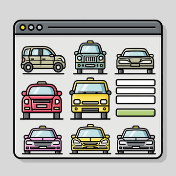 Flat design of car taxi app landing page interface