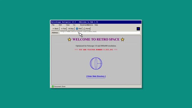 Retro Web Browser Interface Simulation Loading Old School Website