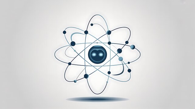 Blue Rutherford Atom Model Scientific Illustration
